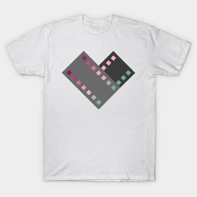 Movie Lover film-strip Heart Design T-Shirt by Qwerdenker Music Merch